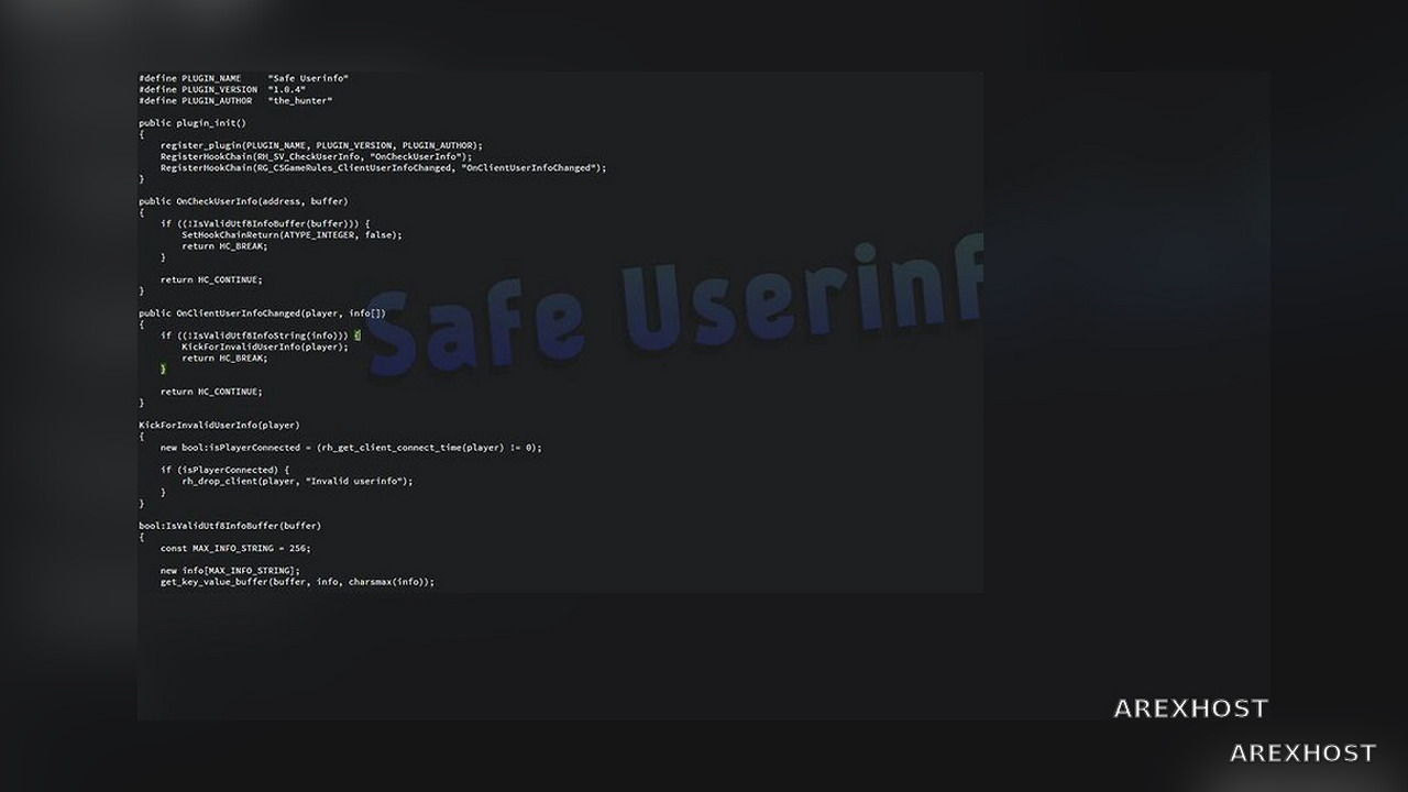 Safe Userinfo — Защита ReHLDS от уязвимостей, типа «~0WN3D~BY~X64CR3W~»