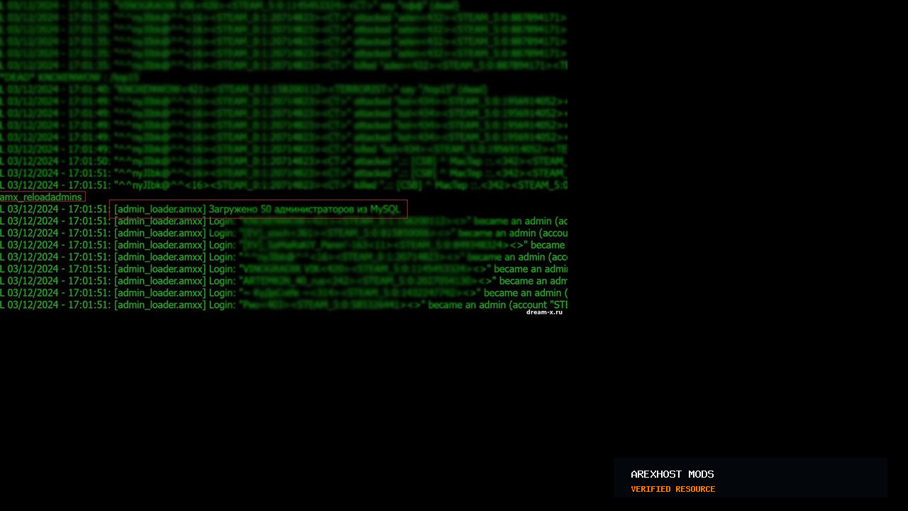 Скриншот 1 · Admin Loader (v3.5) — для загрузки админов из БД MySQL/users.ini CS 1.6