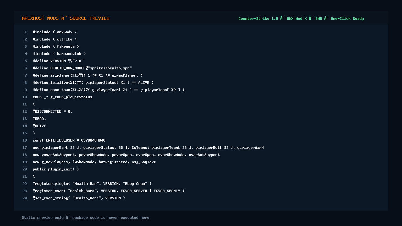 Скриншот 2 · Health Bar v2.0 — полоска здоровья над игроком