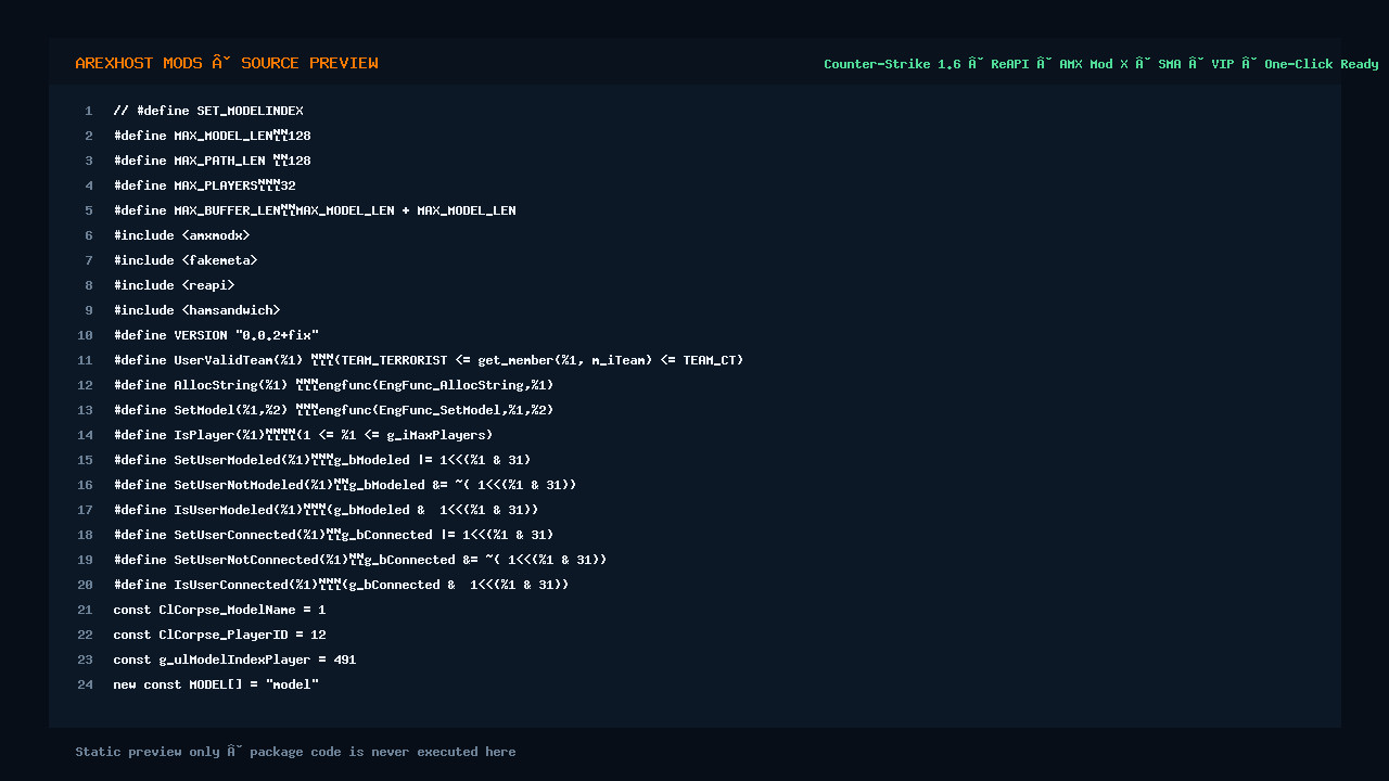 Скриншот 1 · Models Replacement 0.0.2+fix — глобальная замена моделей оружия/игроков на сервере CS 1.6