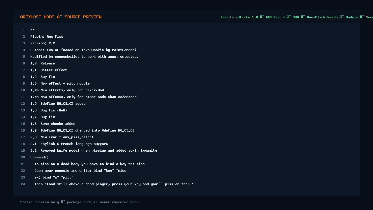 Скриншот 2 · Amx Piss 2.2 — Помочиться (пописать) на игрока в CS 1.6
