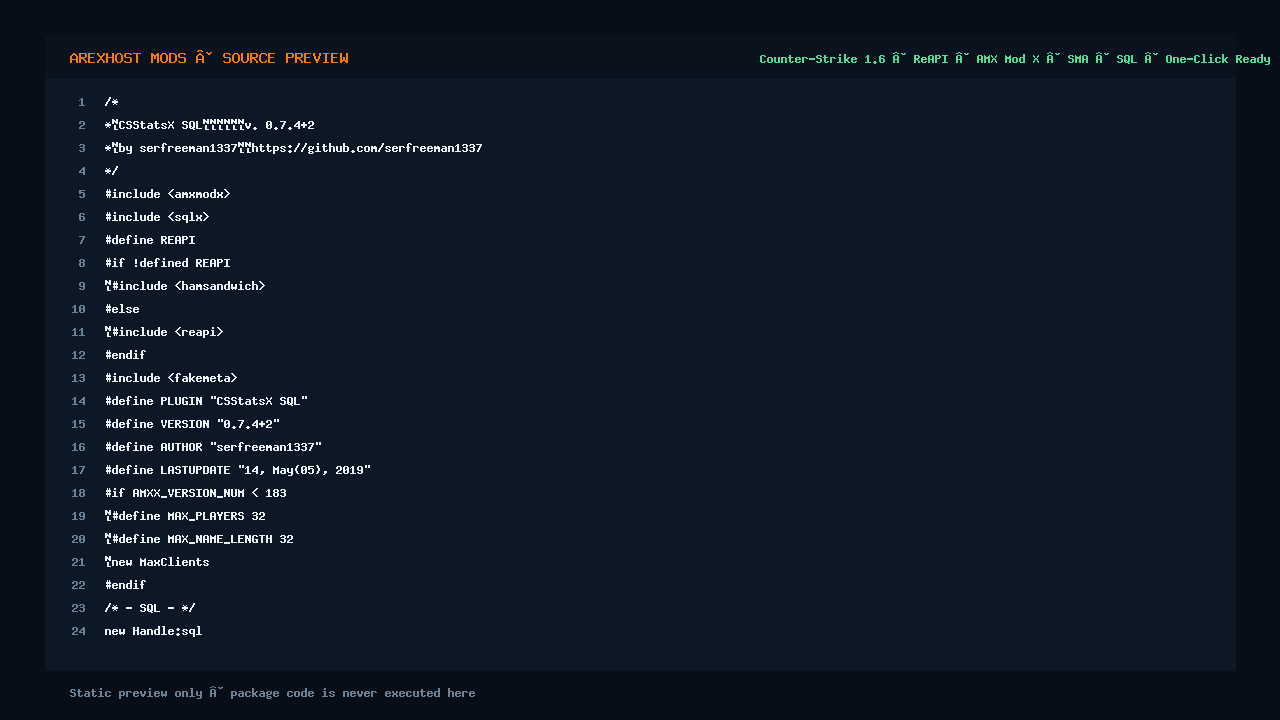 Скриншот 2 · CSstatsX SQL v0.7.4+2 — Плагин подсчета статистики игроков сервера CS 1.6 [ReAPI]