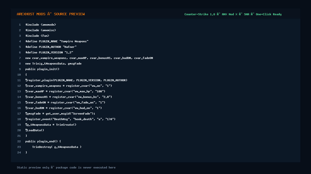 Скриншот 2 · vampire_weapons — Плагин оружие вампира, при убийстве дает +hp