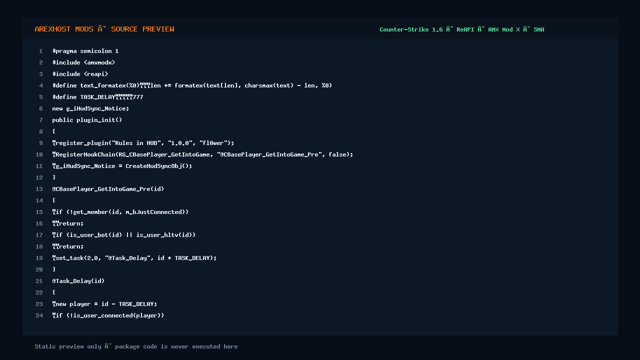 Скриншот 2 · [ReAPI] Rules in Hud — правила сервера на экране CS 1.6