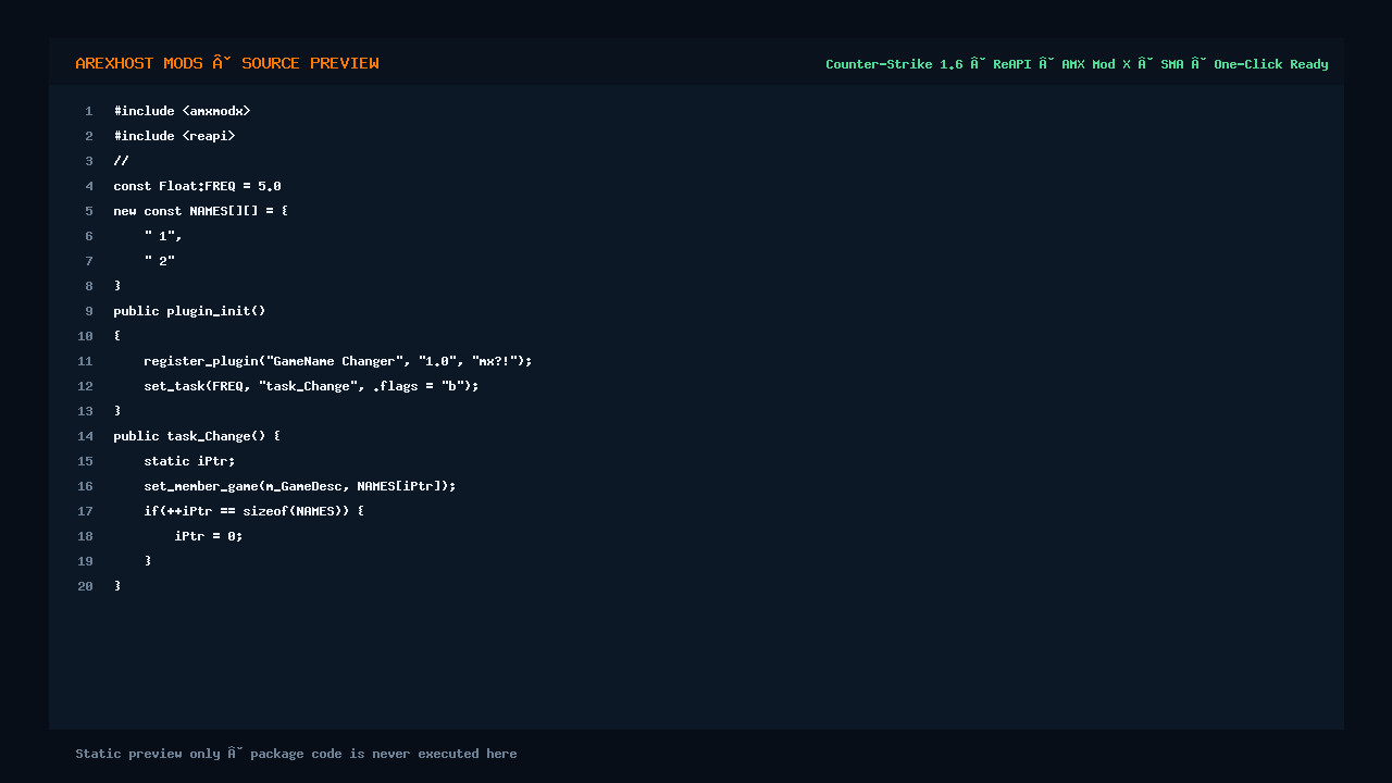 Скриншот 2 · [ReAPI] GameName Changer — Смена названия игры сервера CS 1.6