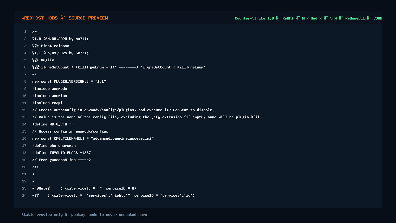 Скриншот 2 · Advanced Vampire — Вампиризм по флагам с расширенной конфигурацией [ReAPI]