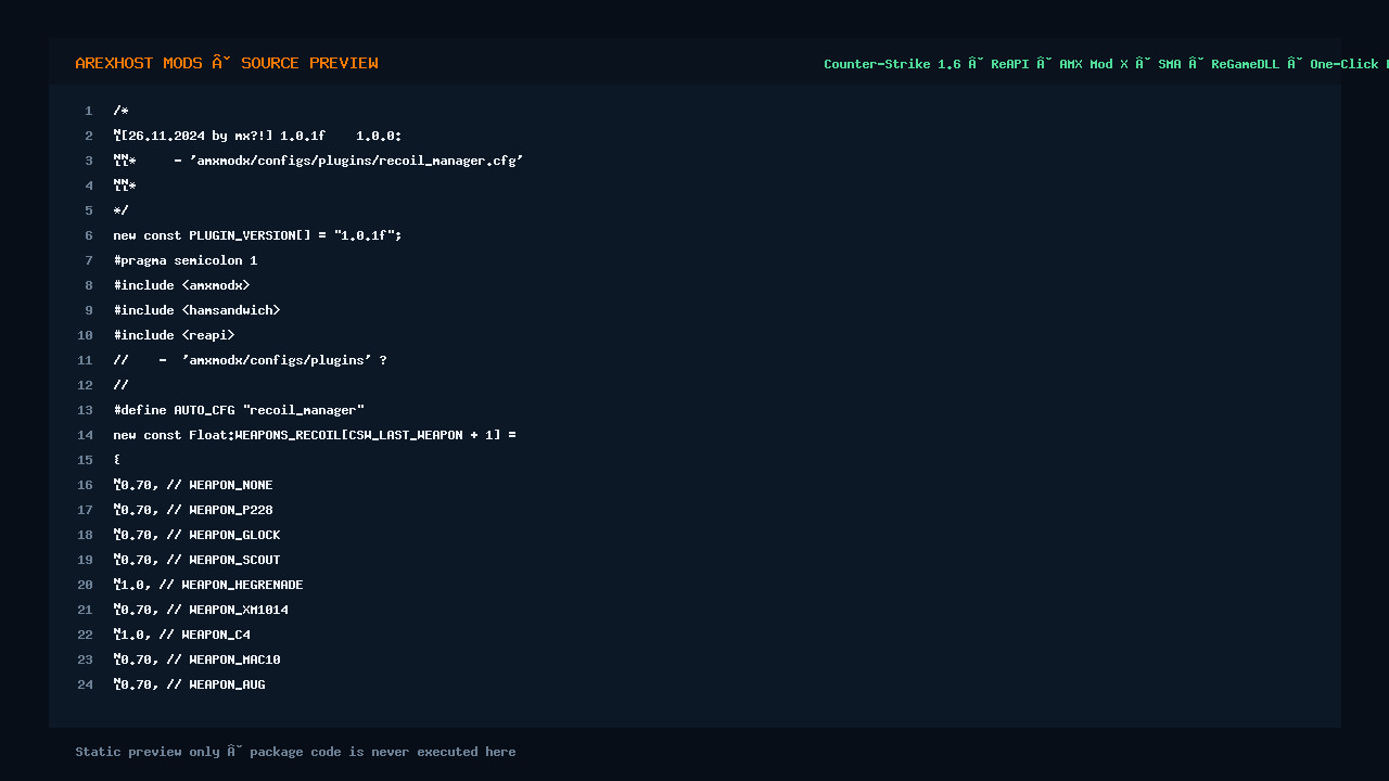 Скриншот 2 · Recoil Manager — Уменьшение разброса для сервера CS 1.6 [ReAPI, ReGameDLL]