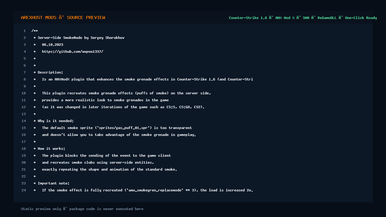 Скриншот 2 · Server-Side SmokeNade — Реалистичный густой Дым для сервера CS 1.6