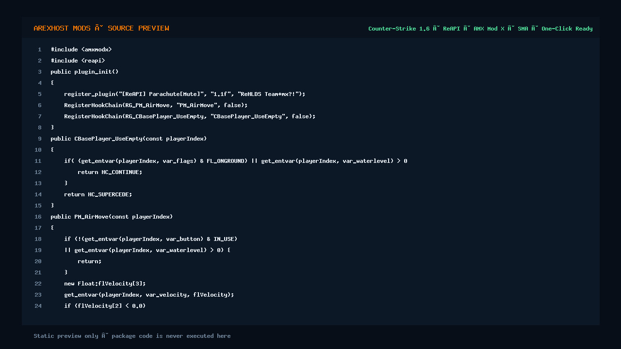Скриншот 2 · [ReAPI] Parachute — Лёгкий парашют без модели от ReHLDS Team