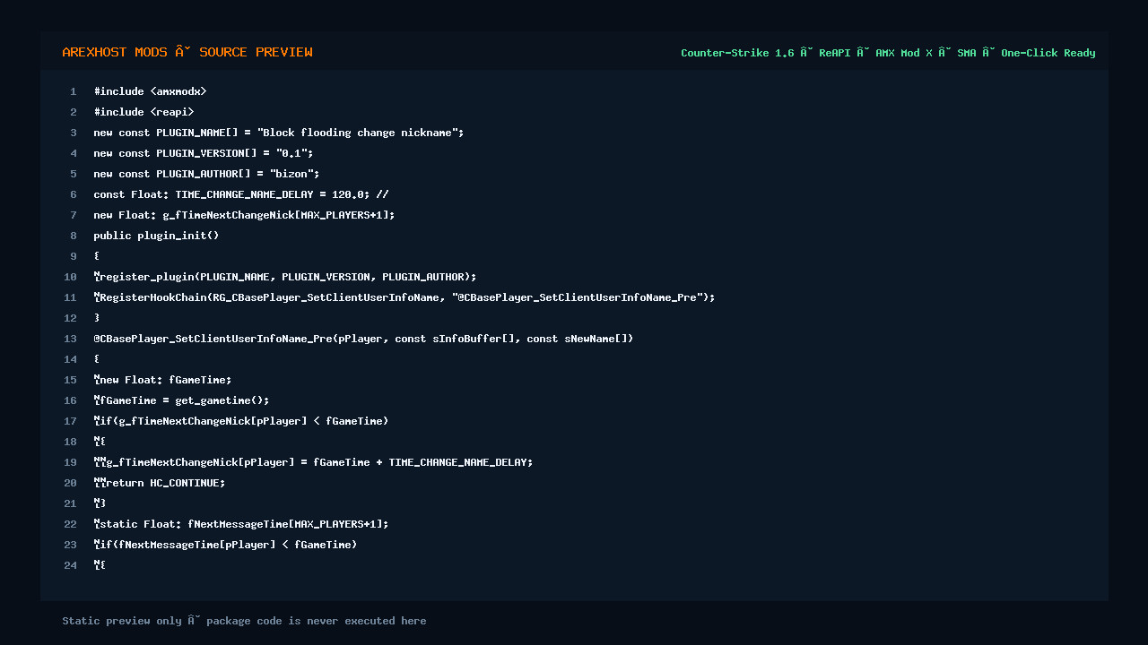 Скриншот 2 · Block Flooding Change Nickname — блокирует частую смену ника на сервере CS 1.6 [ReAPI]
