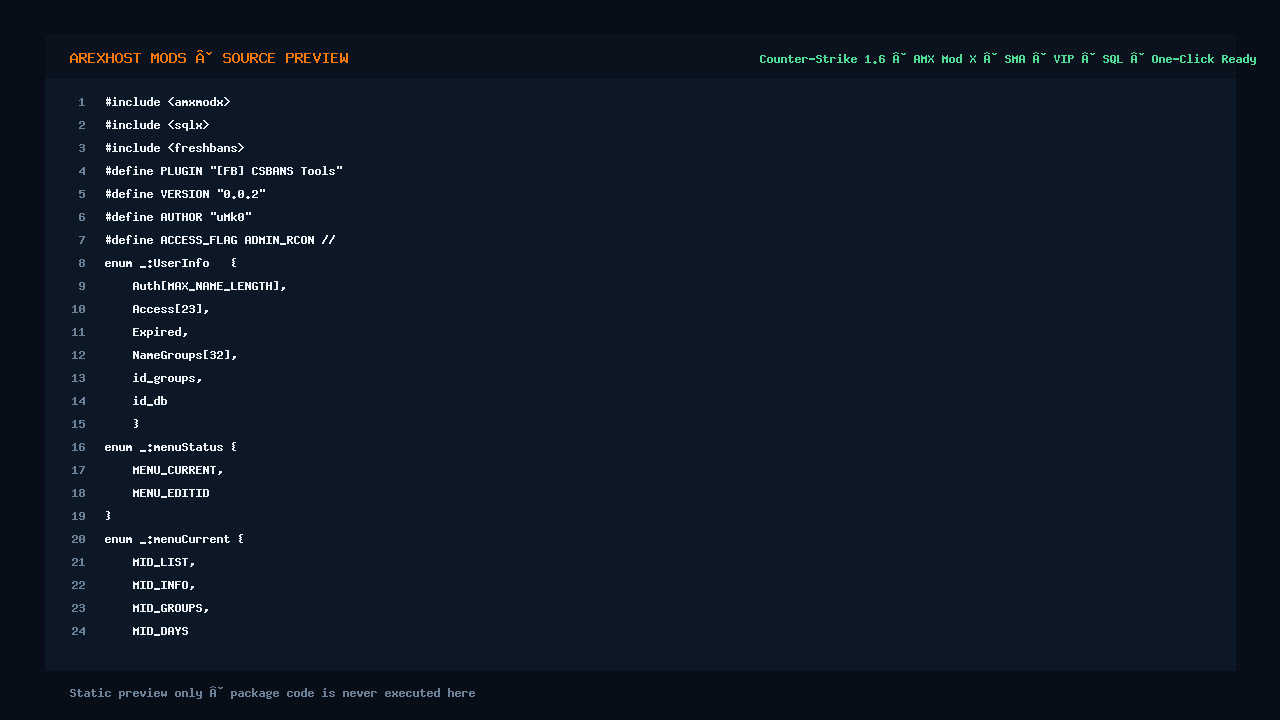 Скриншот 2 · CSBANS Tools — Выдача привилегий онлайн на сервере CS 1.6 [FreshBans+CSBans]
