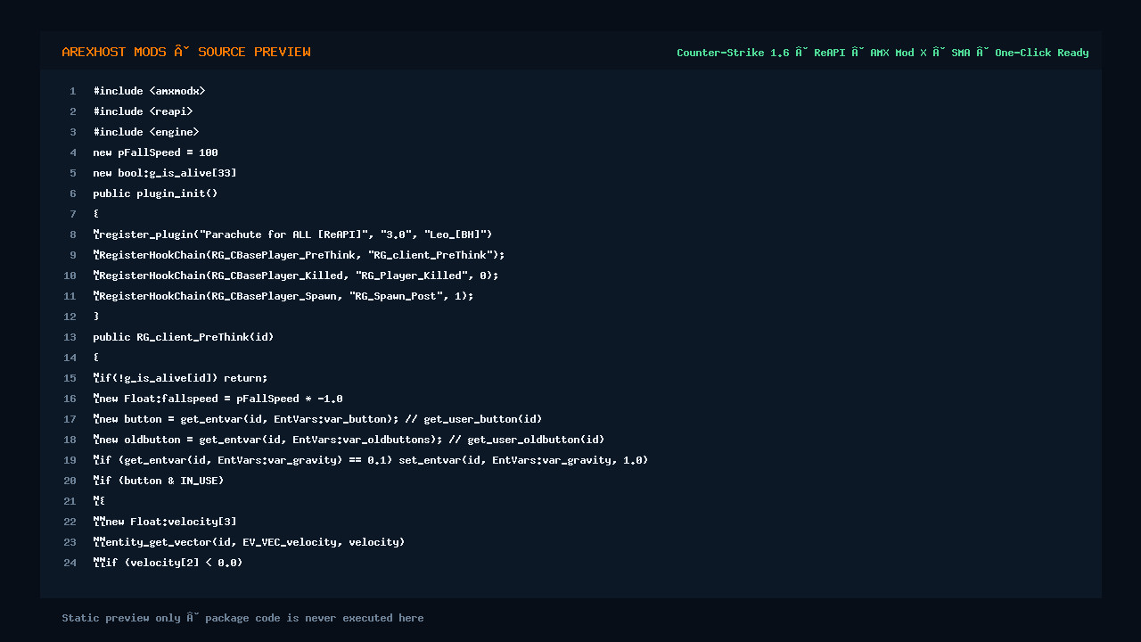 Скриншот 2 · Парашют без модели для всех игроков CS 1.6 [ReAPI]