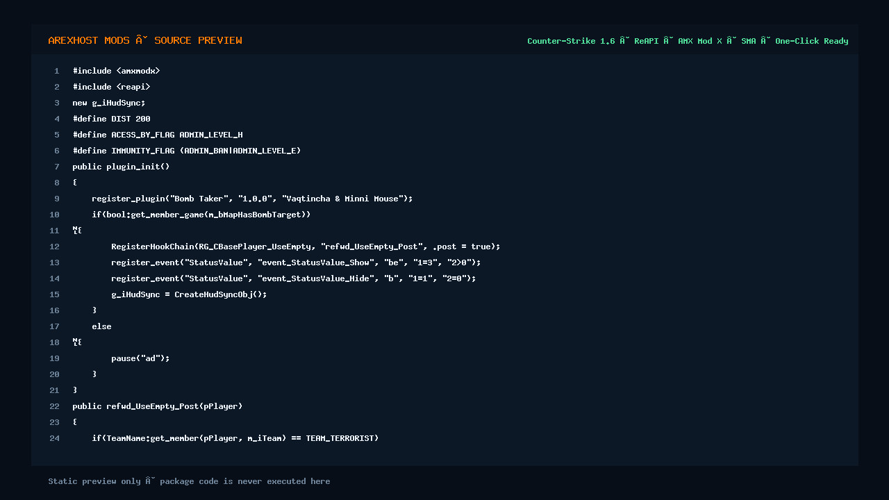 Скриншот 2 · Bomb Taker — Отобрать бомбу C4 по флагам у игрока CS 1.6 [ReAPI]