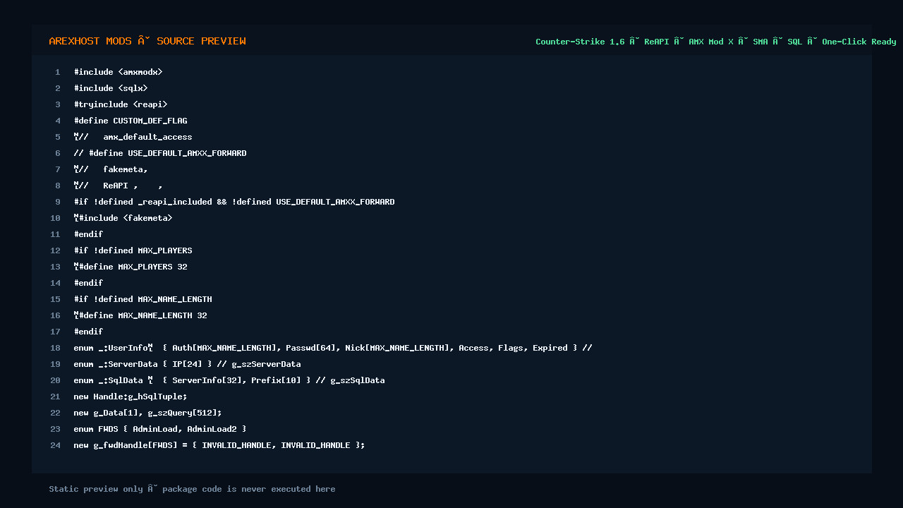 Скриншот 2 · Admin Loader (v3.5) — для загрузки админов из БД MySQL/users.ini CS 1.6